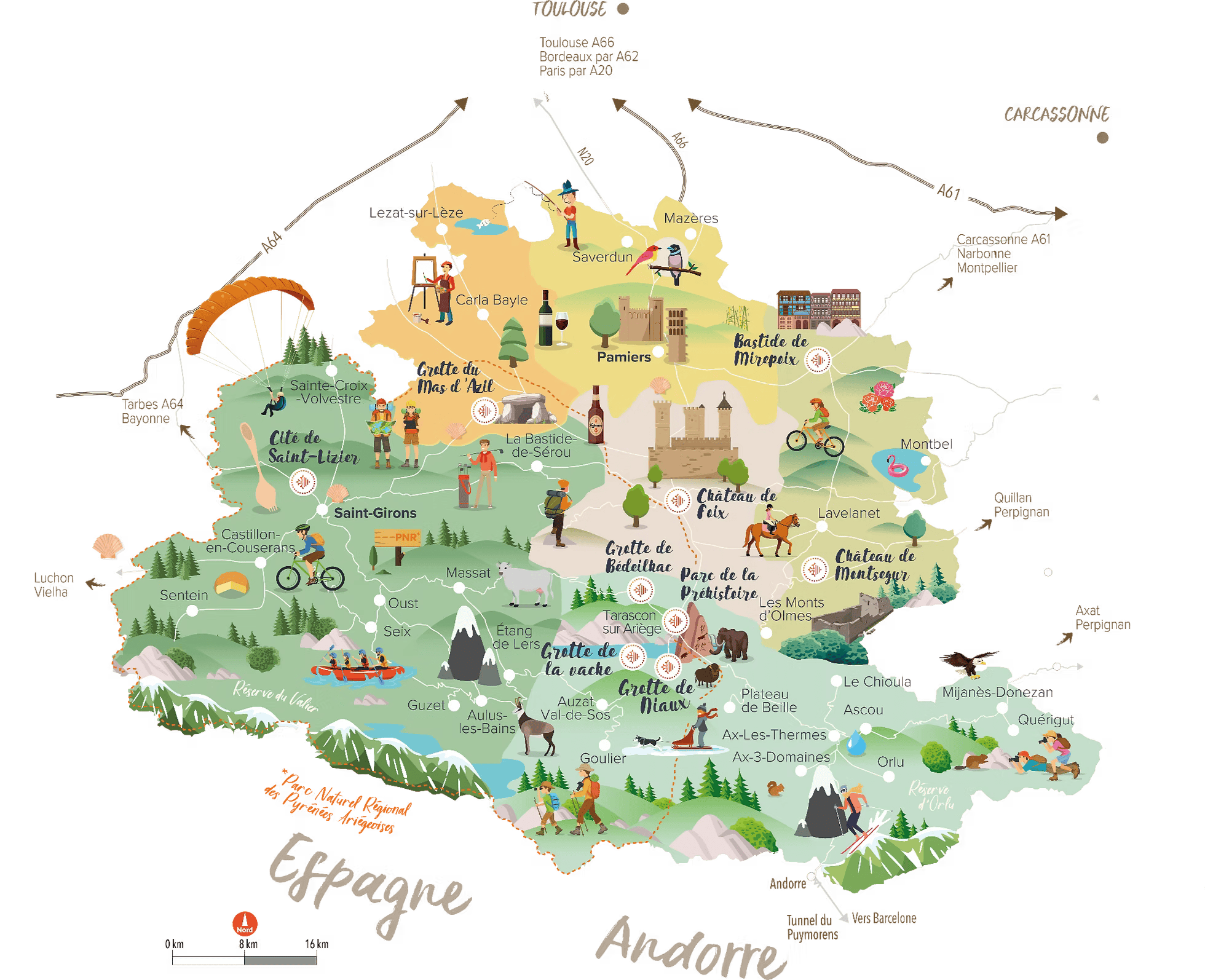 Carte illustrée de l'Ariège et des Pyrénées
